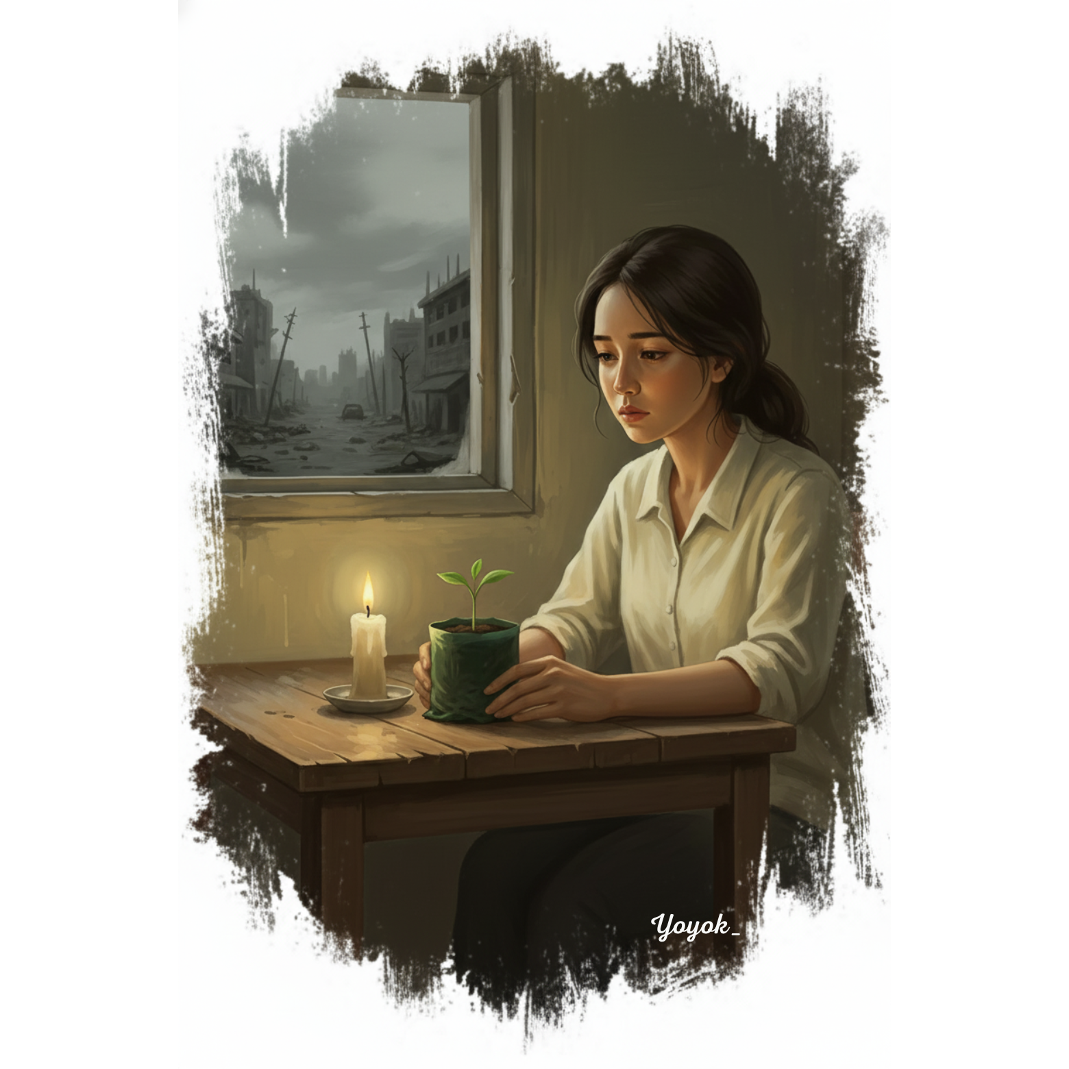 Lukisan Gadis Termenung yang menjadi Ilustrasi Cerpen Menjadi Lazarus, Karya: SZ. Nufus