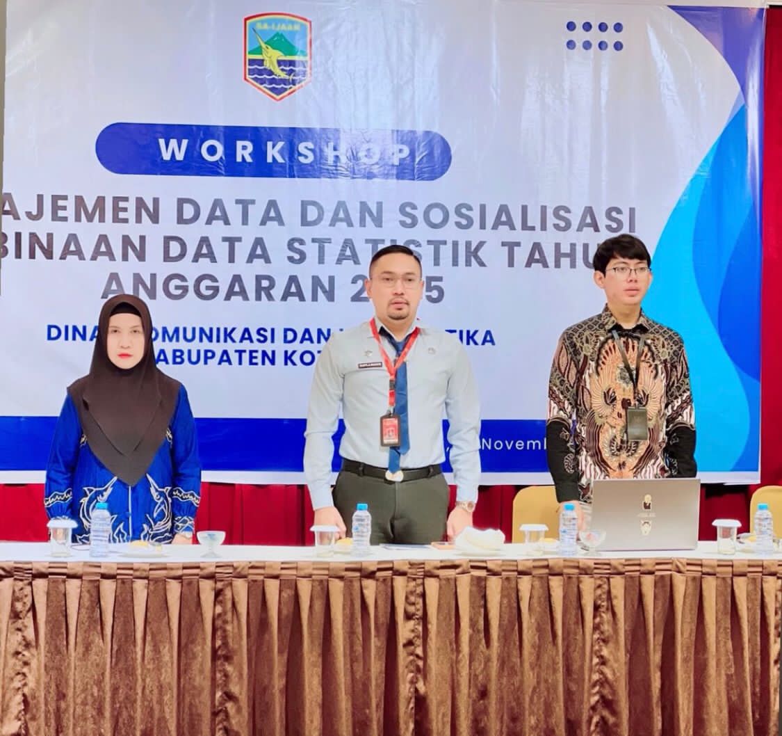 WORKSHOP:Diskominfo Kotabaru menggelar Workshop Manajemen Dara dan Sosialisasi Pembinaan Data Stastistik 2025, Jumat (14/11/2025).