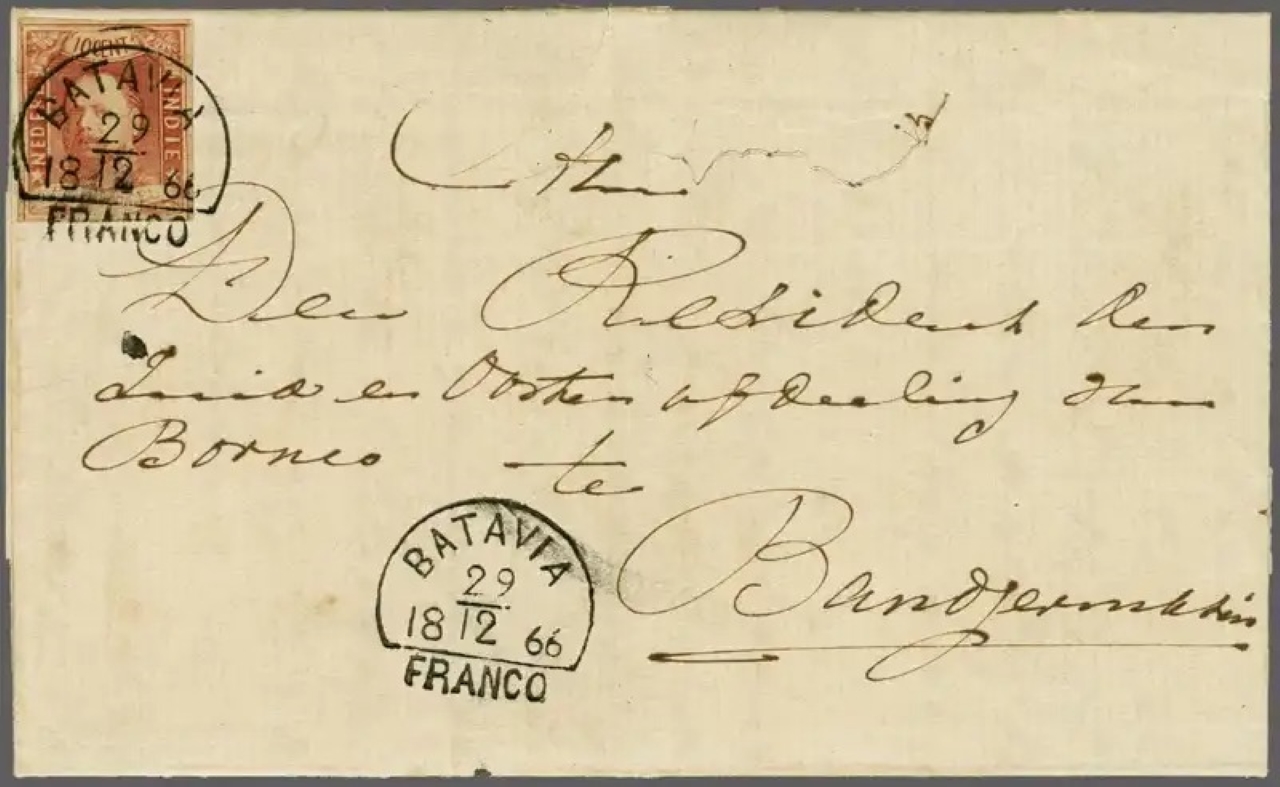 BUKTI BERSEJARAH: Prangko pertama di Banjarmasin tahun 1866.
