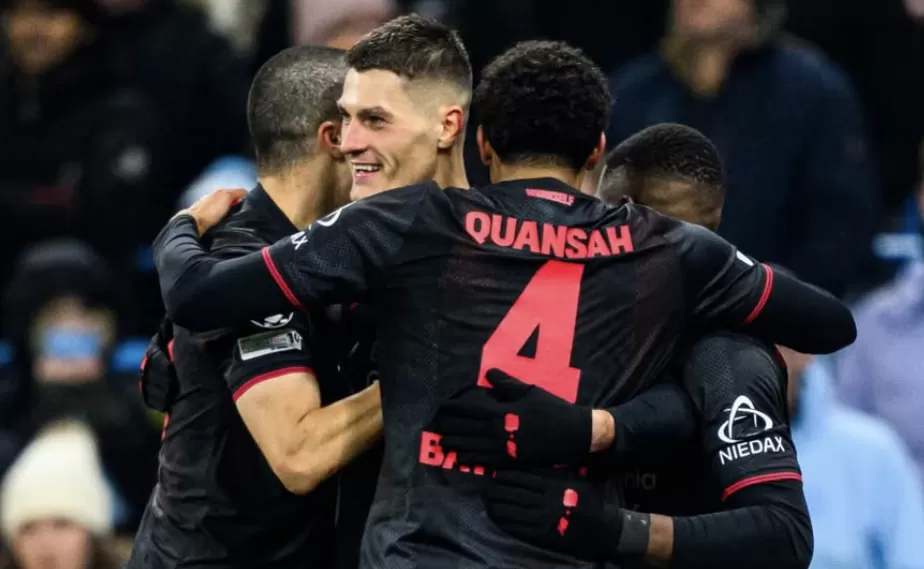 KALAH: Bayer Leverkusen kalahkan Manchester City yang banyak berganti susunan pemain di Etihad, Rabu (26/11) dini hari.