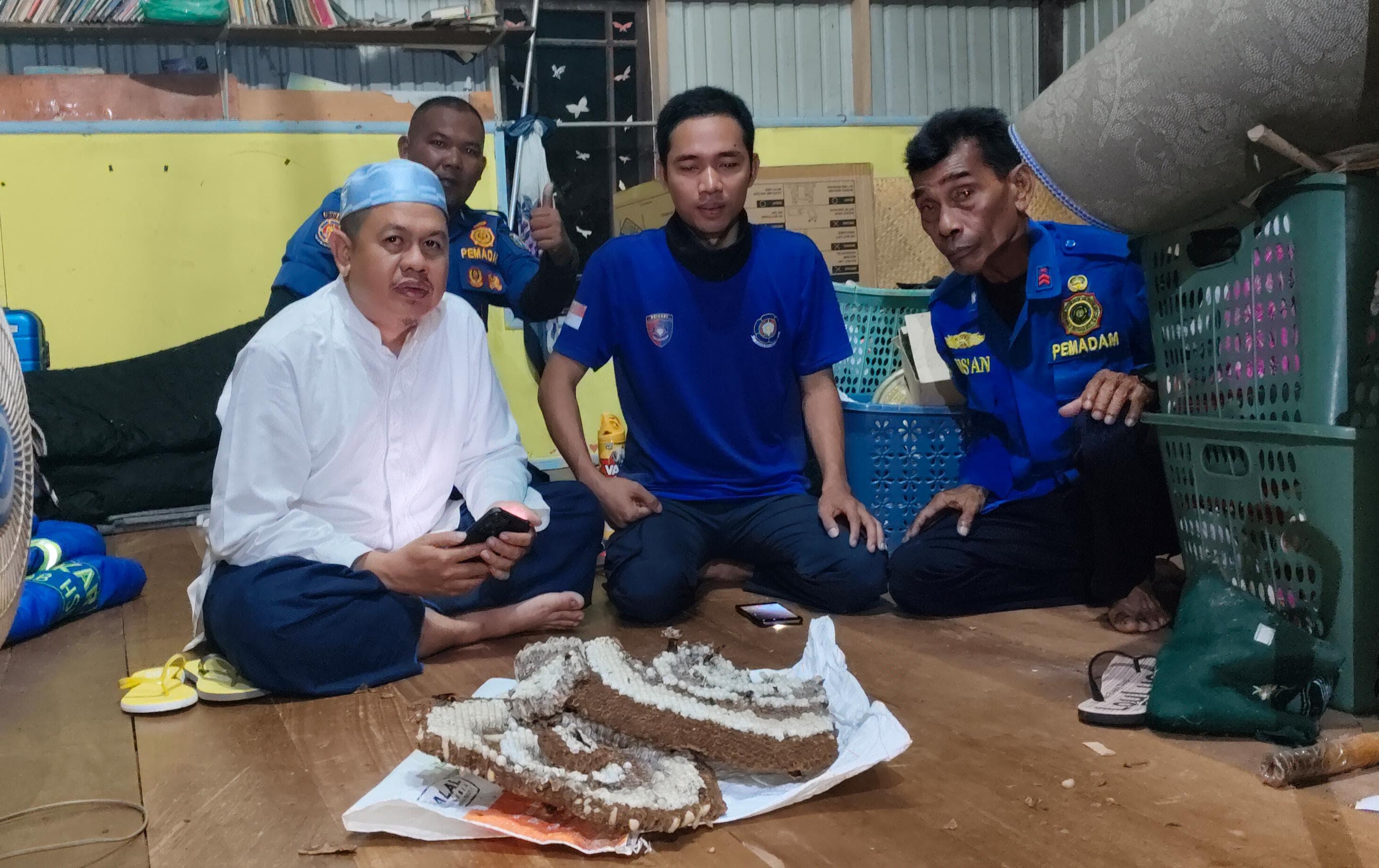 BERHASIL: Damkar HSU berhasil mengevakuasi sarang Tawon Vespa dari rumah Abdi di Desa Murung Karangan, Kecamatan Amuntai Utara, Kabupaten HSU.