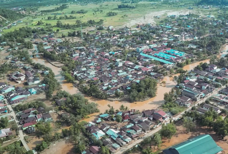 BANJIR BESAR: Pantauan udara wilayah terdampak banjir di Tapanuli, Sumatera Utara (Sumut).
