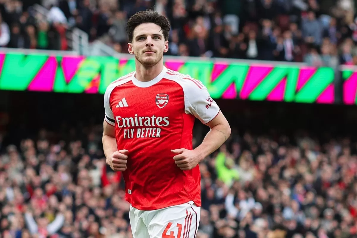 TERBAIK: Gelandang Arsenal, Declan Rice menjadi pemain terbaik saat timnya mempermalukan Bayern Munchen, Kamis (27/11) dini hari.  &nbsp;