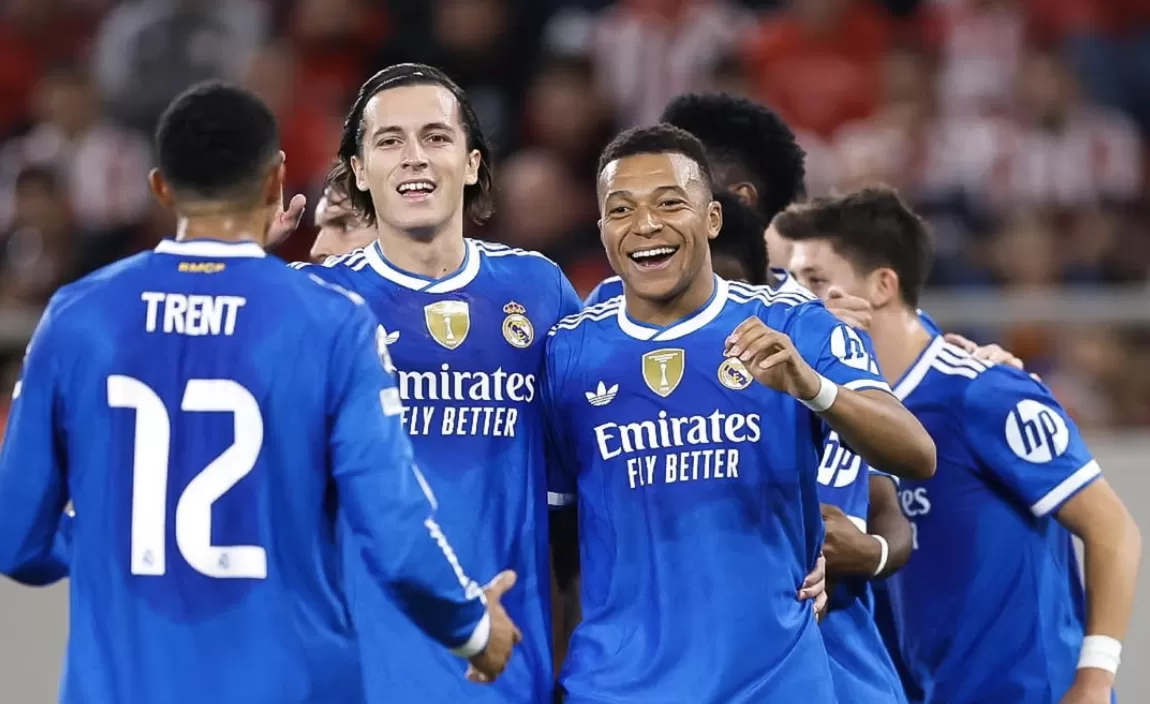 TAKLUKKAN: Real Madrid taklukkan Olympiacos lewat empat gol dari Kylian Mbappe, Kamis (27/11) dini hari.
