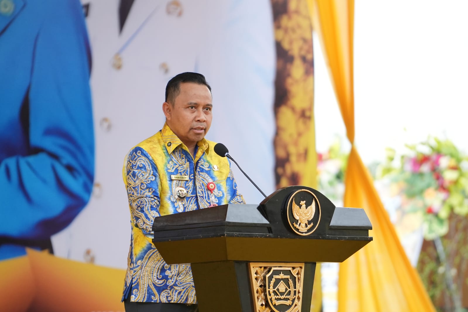 SAMBUTAN: Bupati Tapin H Yamani menyampaikan sambutan pada puncak hari jadi Kabupaten Tapin ke-60.