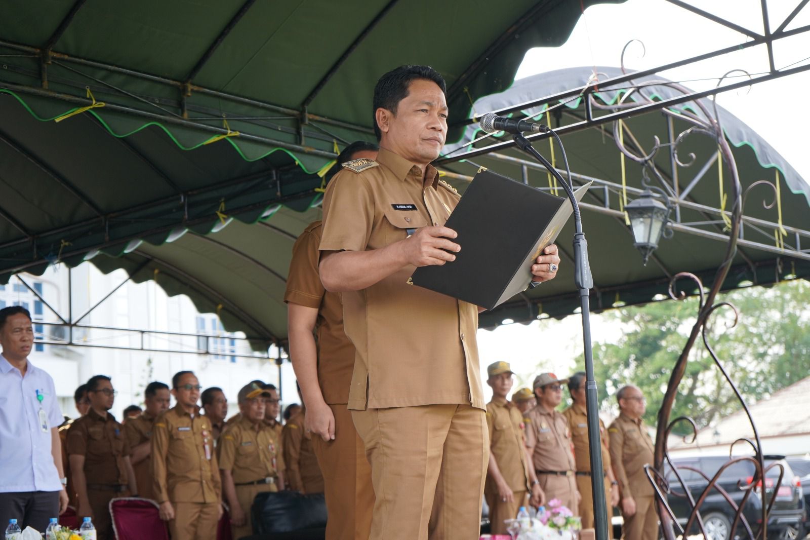 Foto: Bupati Balangan Abdul Hadi menyampaikan sambutan pada penentuan pemenang Gebyar Panutan PKB 2025.