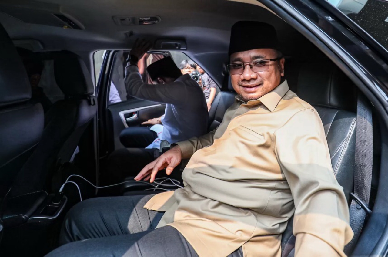 EKS MENAG: Mantan Menteri Agama, Yaqut Cholil Qoumas usai menjalani pemeriksaan di Gedung Merah Putih KPK, Kuningan, Jakarta Selatan, pada awal Agustus 2025.