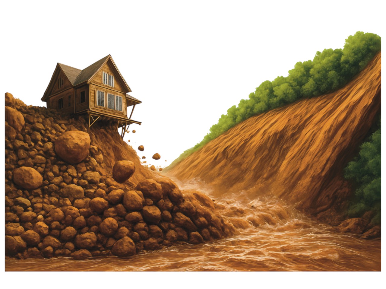 Ilustrasi ancaman bencana longsor