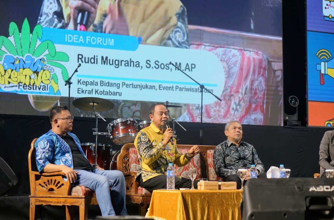 SERU:Kabid Pertunjukan Event Pariwisata dan Ekraf Disparpora Kotabaru, H Rudi Nugraha memaparkan strategi Ekraf yang dilakukan Pemkab Kotabaru.