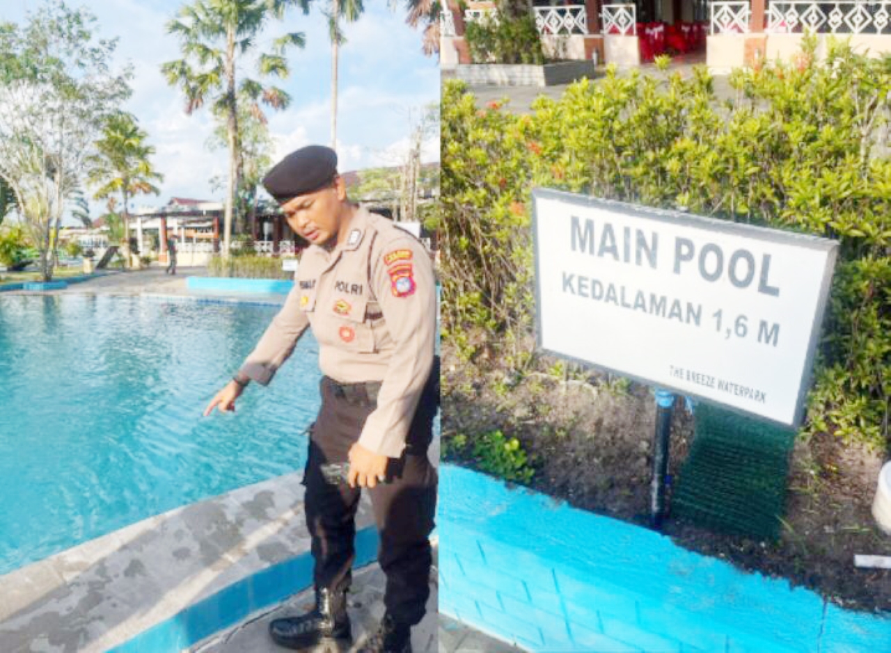TKP: Lokasi tenggelam seorang pelajar SD laki-laki asal Bati-Bati di wahana kolam renang The Breeze Water Park, Senin (9/6) sore.