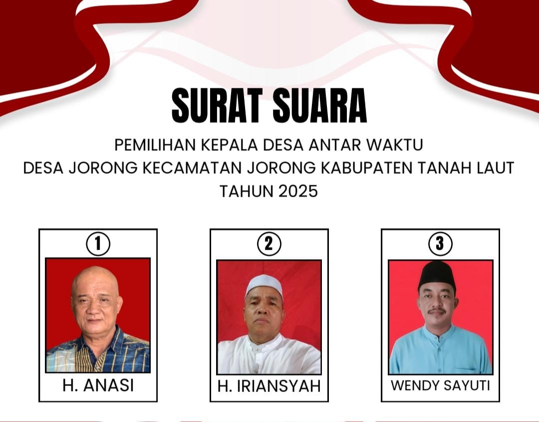 BERSAING: Inilah tiga nama yang akan bersaing di Pilkades PAW Desa Jorong pada 18 Desember 2025.