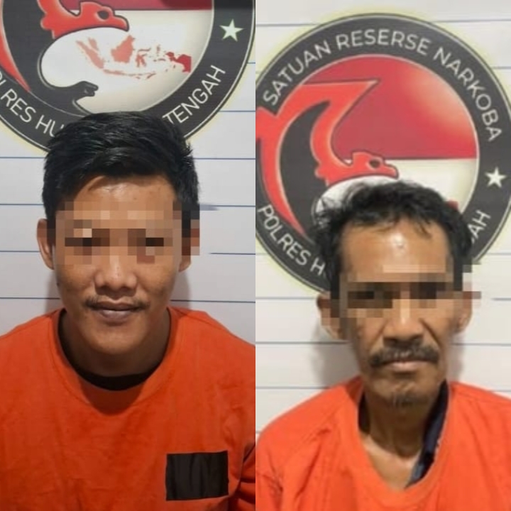 DITANGKAP: Dua budak sabu asal di Desa Pamangkih HST diringkus polisi. (Foto: Humas Polres untuk Radar Banjarmasin).