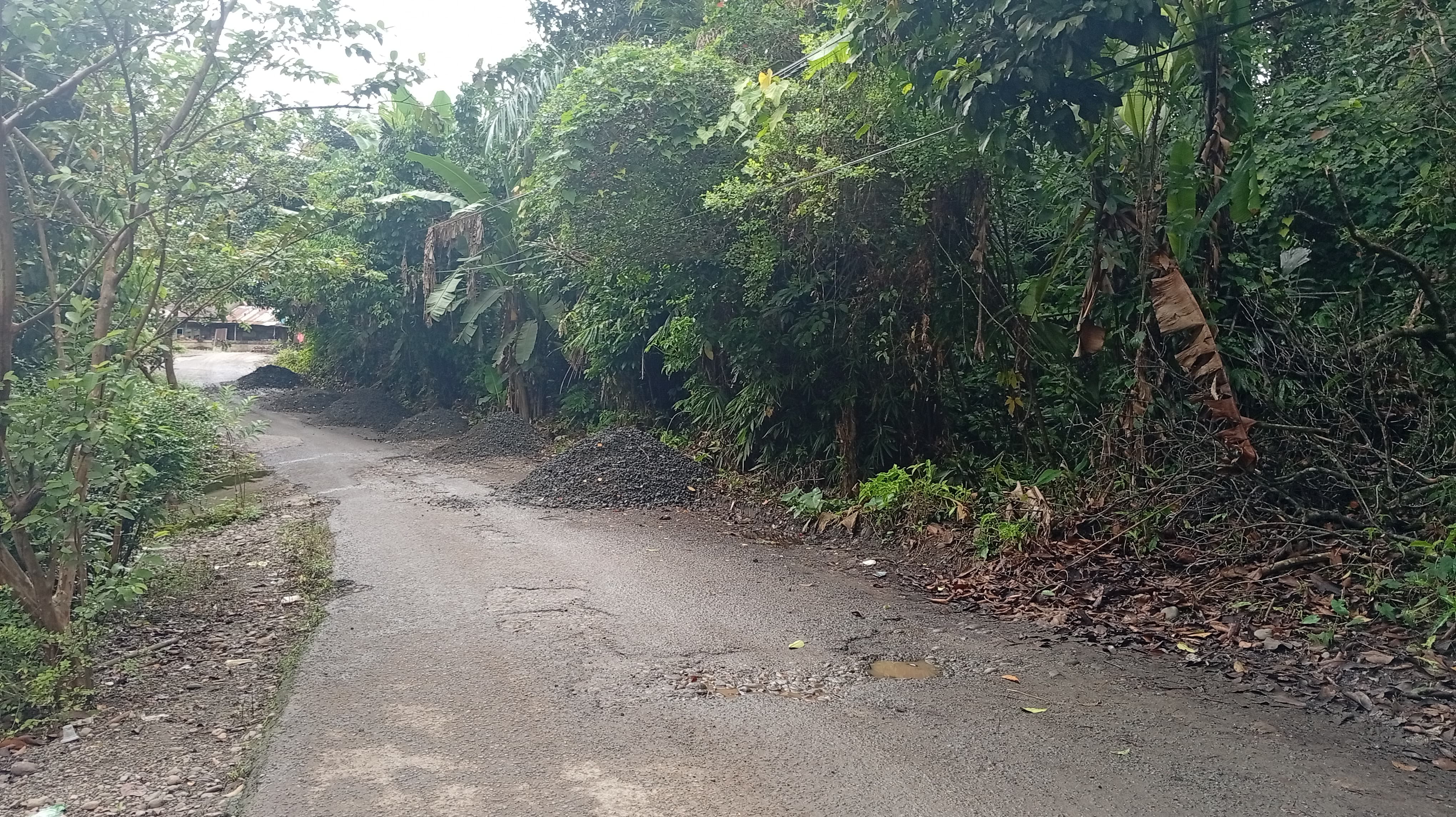 KABAR BAIK: Progres perbaikan jalan penghubung 4 desa di Kecamatan Padang Batung sudah pada tahap pengurukan.