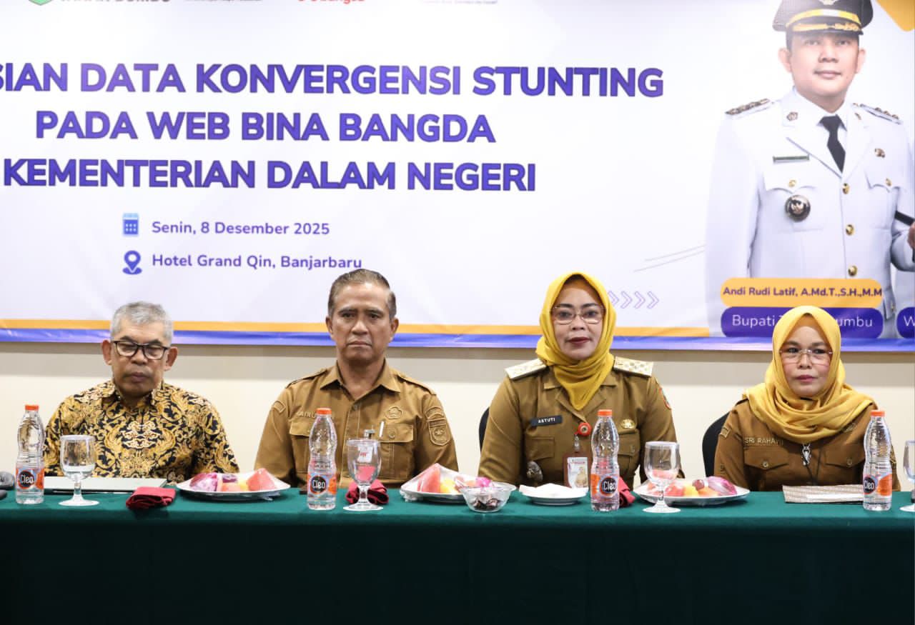 VALID:Perkuat akurasi percepatan penurunan stunting, Pemkab Tanah Bumbu melakukan kegiatan Pengisian Data Konvergensi Stunting pada Web Aksi Bina Bangda Kemendagri di Grand Qin Hotel Banjarbaru.