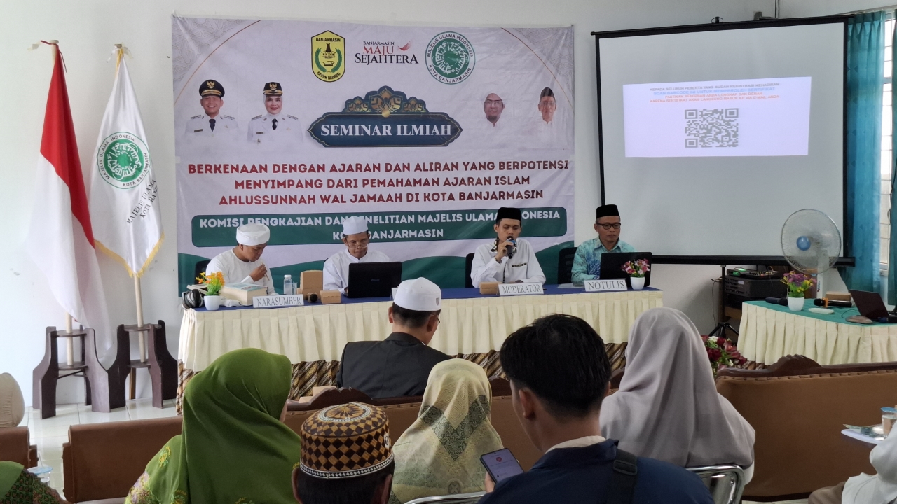 SEMINAR:&nbsp;Seminar ilmiah yang digelar MUI Banjarmasin sebagai upaya membentengi umat dari ajaran dan aliran yang berpotensi menyimpang dari paham Ahlussunnah wal Jamaah.