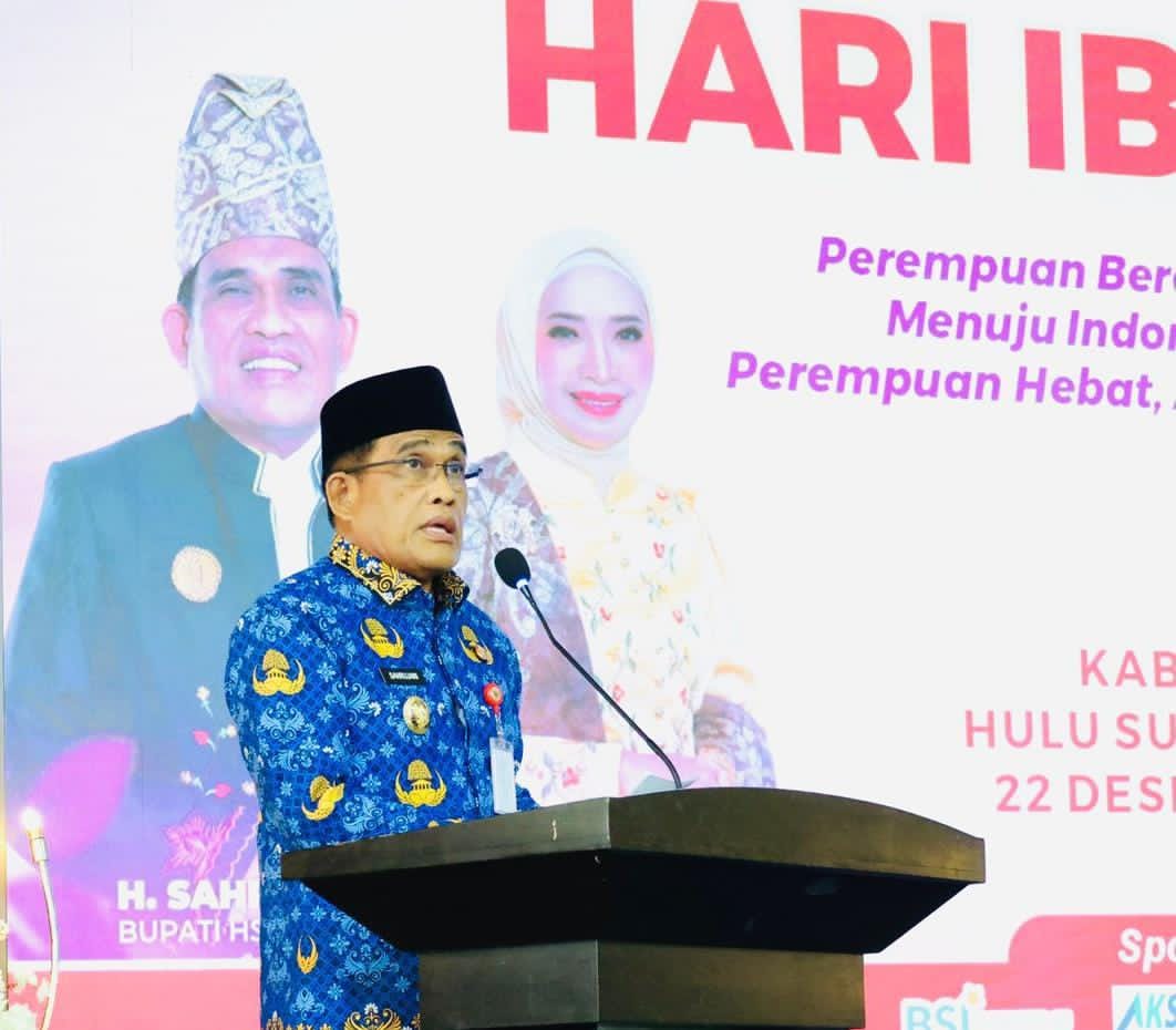 HADIR:Bupati Kabupaten HSU, H Sahrujani hadiri Peringatan Hari Ibu 2025 di Aula Dr KH Idham Chalid Kabupaten HSU.