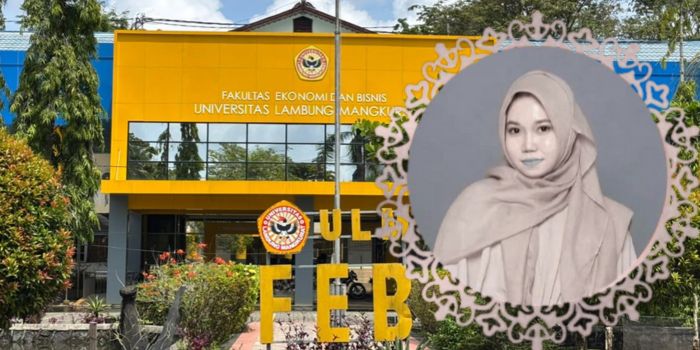 Kampus Fakultas Ekonomi dan Bisnis Universitas Lambung Mangkurat Banjarmasin dan foto Zahra Dilla