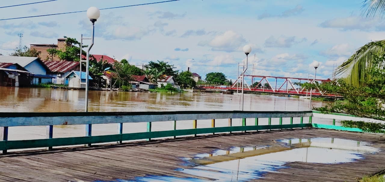 MELUAP: Kondisi Sungai Negara di Kabupaten HSU meluber usai mendapatkan kiriman air berlebih dari Sungai Tabalong dan Balangan.