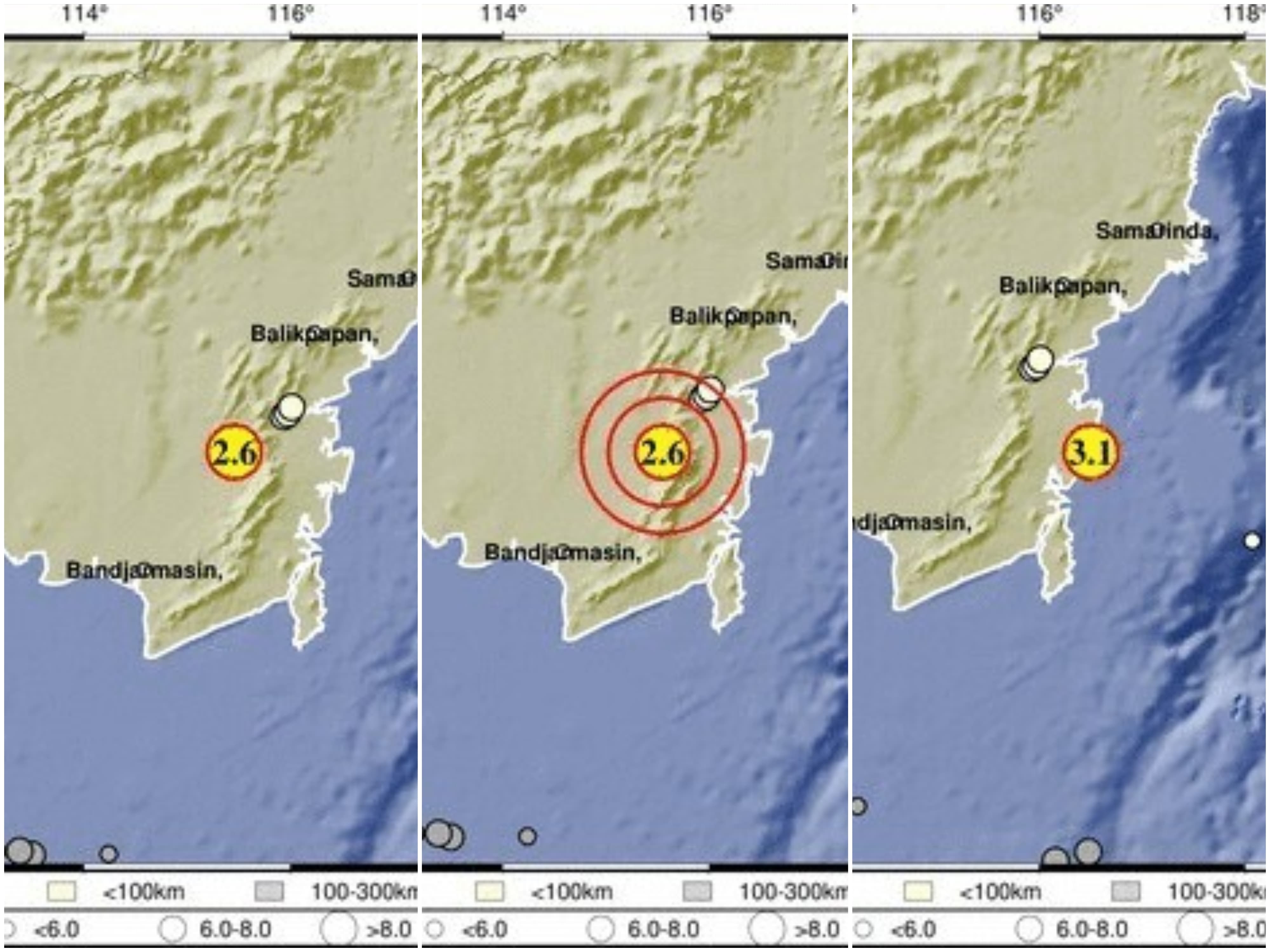 GEMPA: Aktivitas seismik di Kalimantan Selatan terpantau meningkat, tiga gempa bumi berkekuatan kecil tercatat BMKG pada Sabtu (3/1) siang.