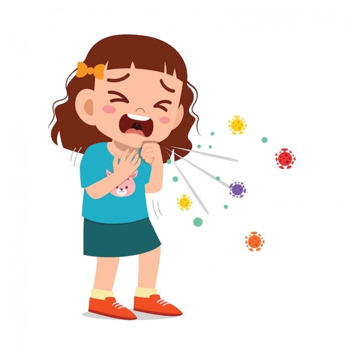 ILUSTRASI: Anak kecil perempuan yang sedih bersin karena flu.