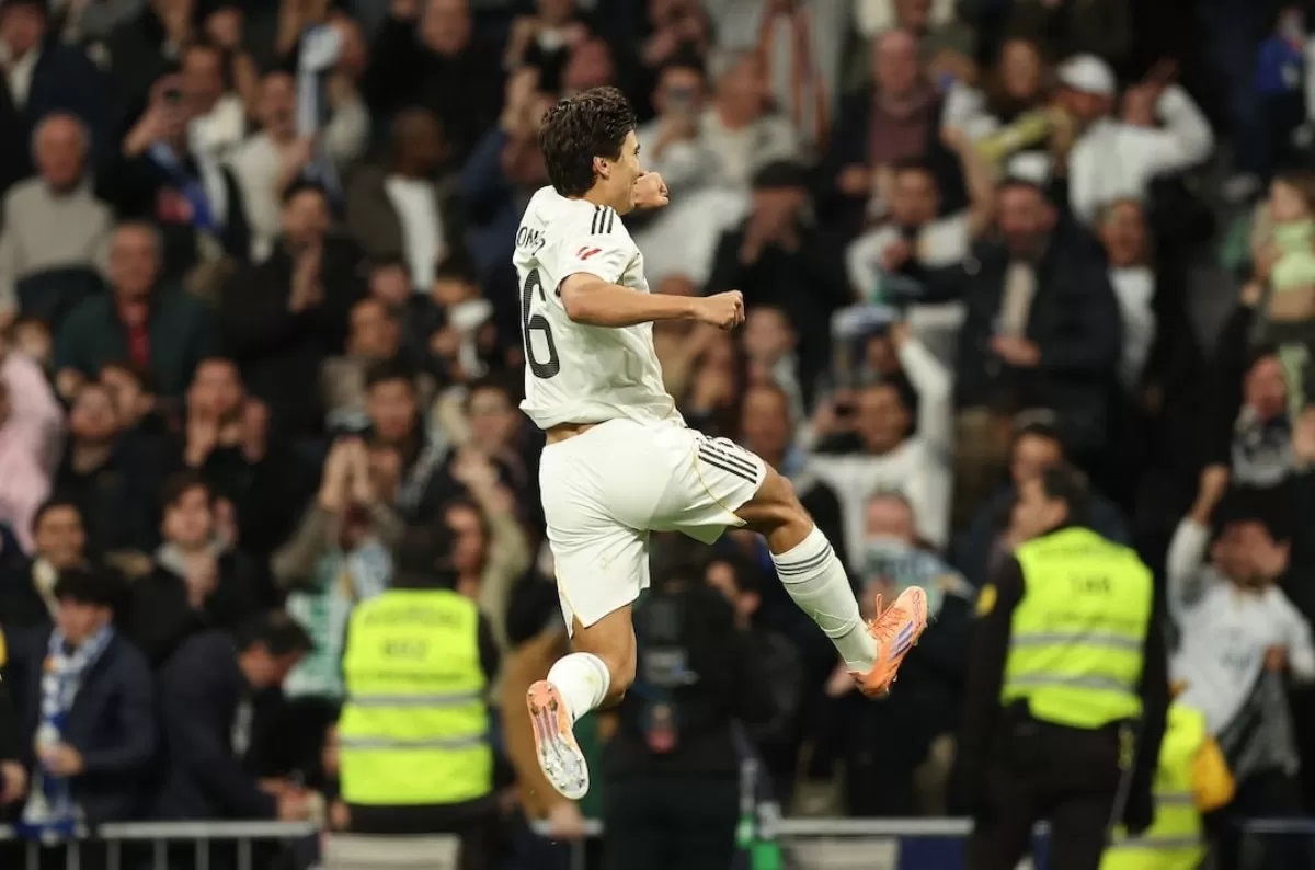 BERAKSI: Pemain Real Madrid, Gonzalo Garcia, beraksi setelah mencetak gol keduanya saat melawan Real Betis dalam pertandingan La Liga 2025/2026.