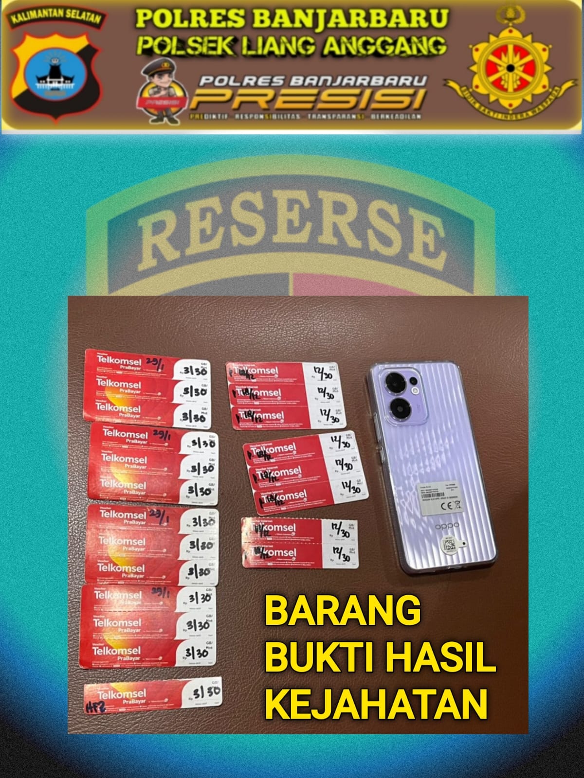 BARBUK: Barang bukti pencurian di Toko AYA Ponsel, Jalan A. Yani Km 23, Kelurahan Landasan Ulin Utara.