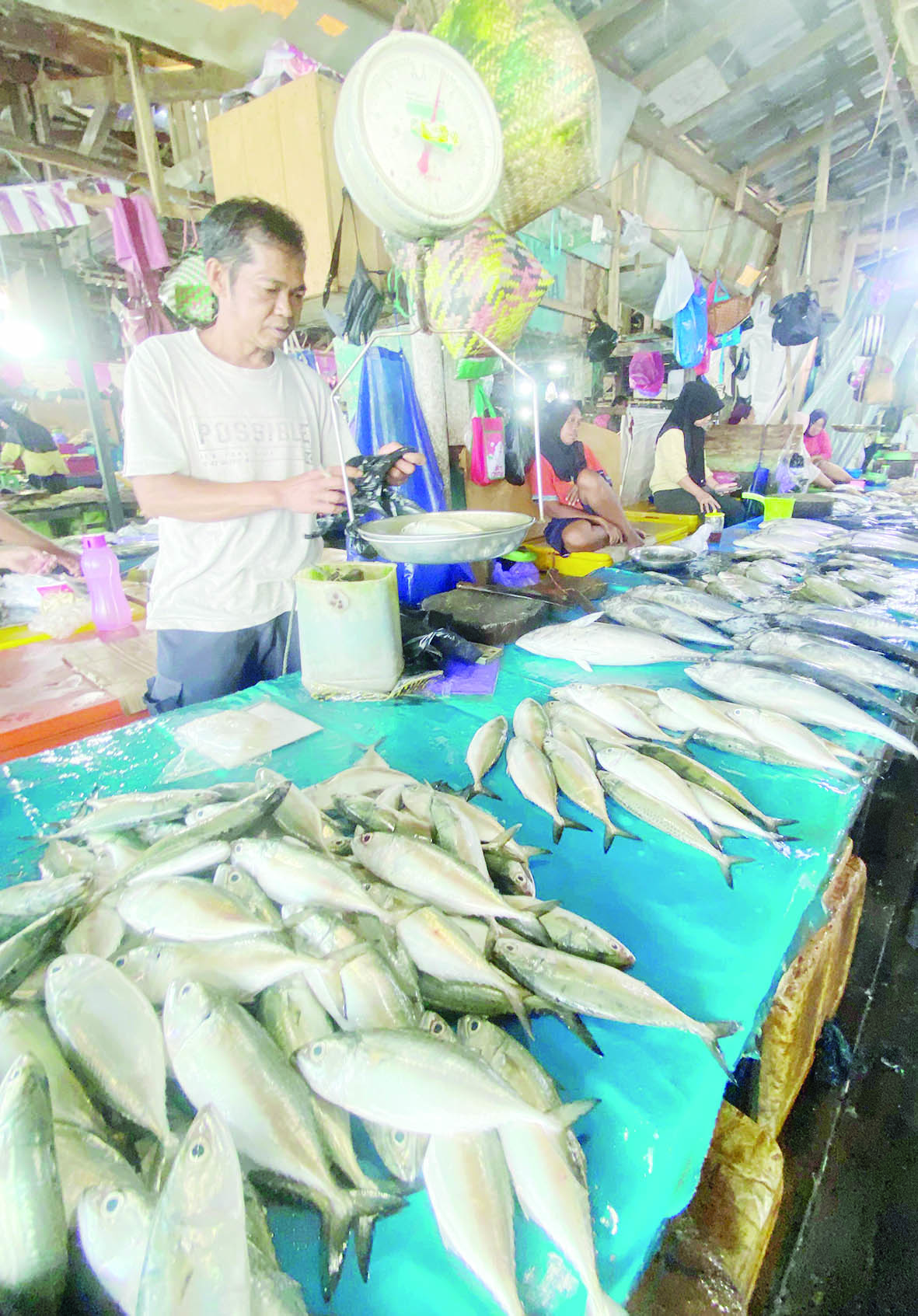 NORMAL: Salah satu lapak pedagang di Pasar Ikan Kemakmuran Kotabaru.