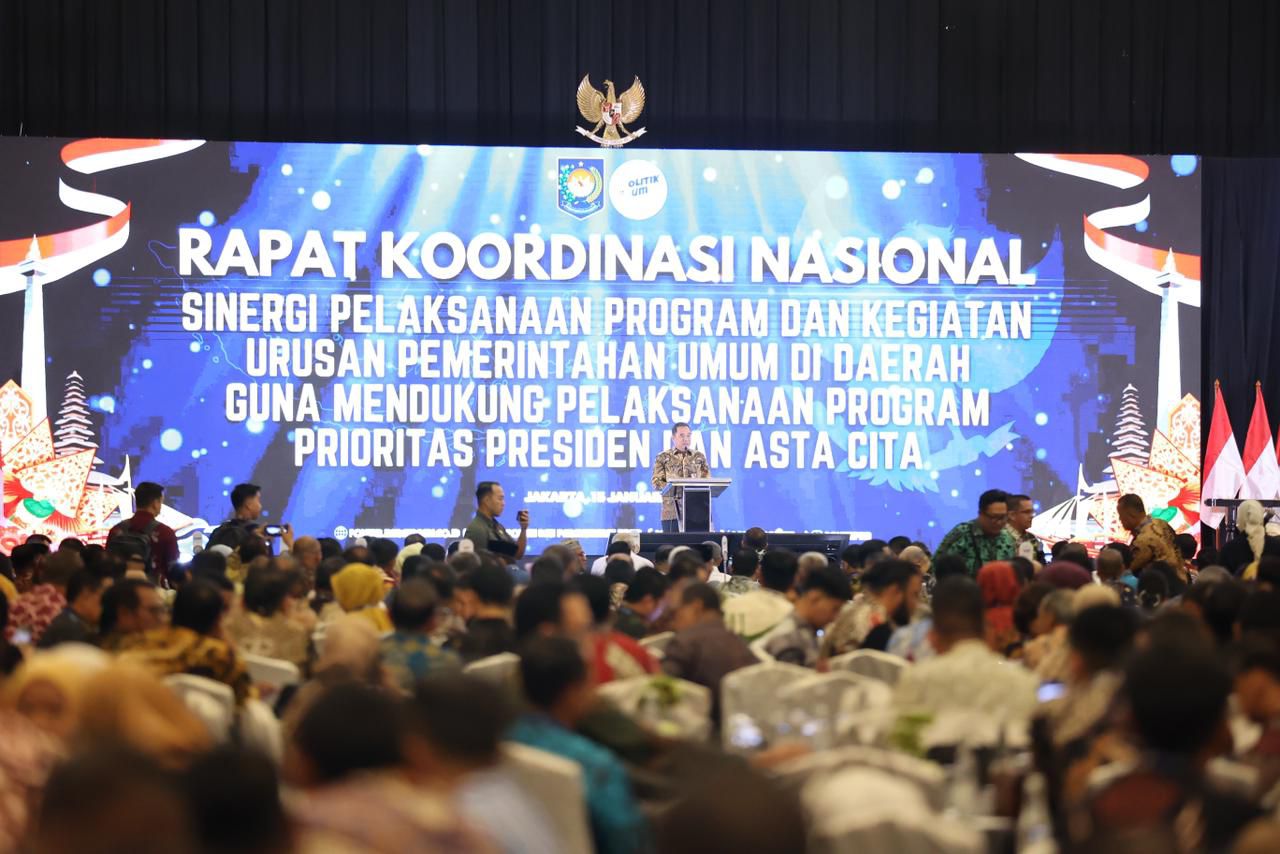 RAKORNAS:Suasana Rakornas Sinergi Pelaksanaan Program dan Kegiatan Urusan Pemerintahan Umum di Daerah yang digelar di Hotel Pullman, Jakarta Barat.