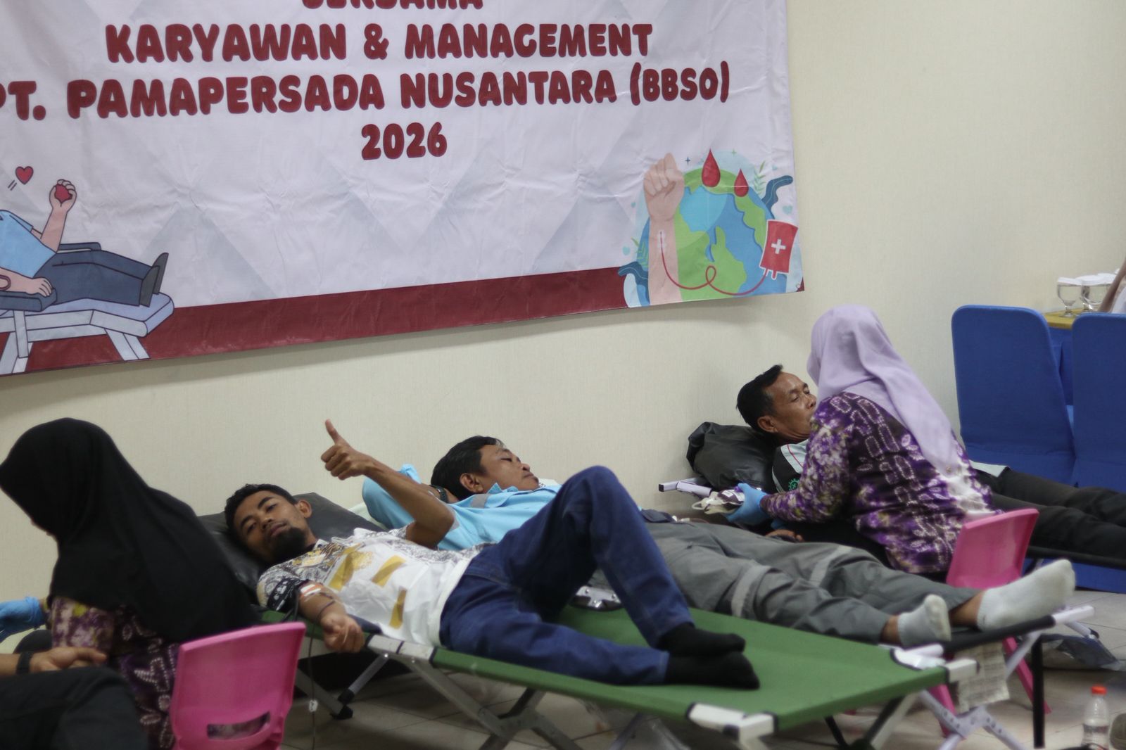 PEDULI KEMANUSIAAN: Pelaksanaan donor darah dalam rangka Bulan K3 Nasional 2026.