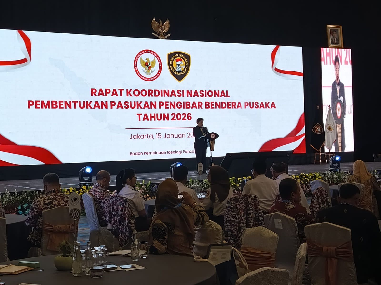 DIBUKA: Pembukaan Rakornas Pembentukan, Pelaksanaan, dan Pembinaan Paskibraka Tahun 2026 oleh Kepala BPIP RI Prof. Yudian Wahyudi di Jakarta.