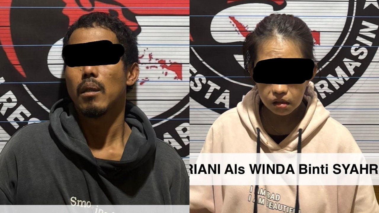 DITANGKAP:Dua tersangka telah diamankan Sat Resnarkoba Polresta Banjarmasin dari tangan tersangka.