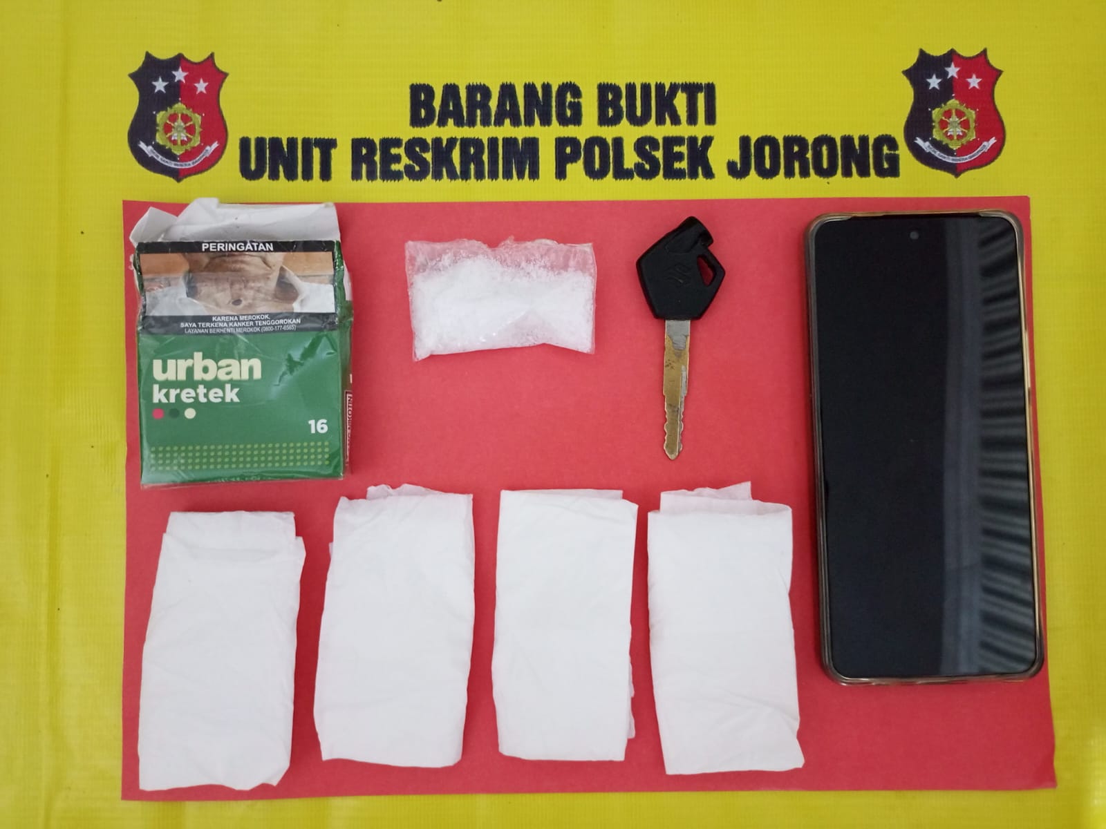 DIAMANKAN: Inilah barang bukti yang diamankan oleh Polsek Jorong dari tangan P (27).