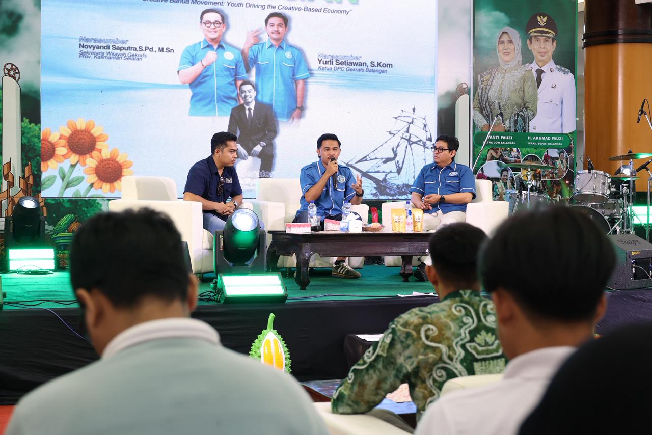 talkshow Creative Banua Movement yang digelar GEKRAFS DPC Balangan dalam rangka Launching Calendar of Event Kabupaten Balangan Tahun 2026 di Duta Mall Banjarmasin, Sabtu (31/1).