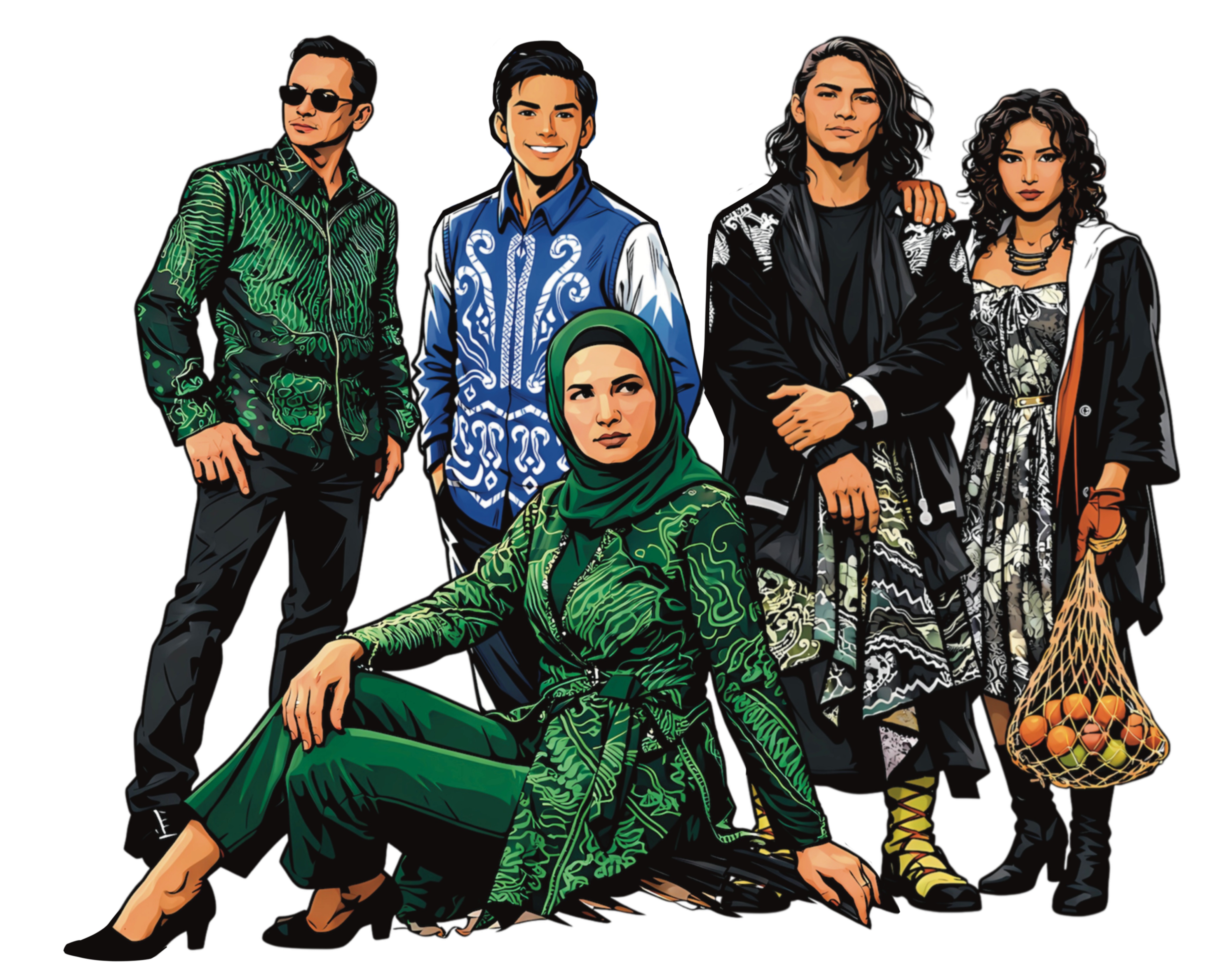 Ilustrasi fashion kain tradisional