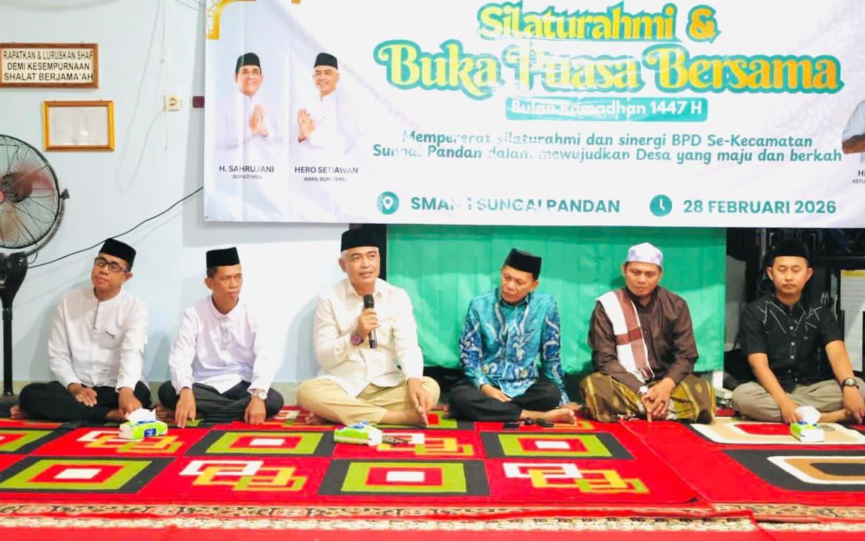 MOMEN:Wabup HSU, Hero Setiawan hadiri silaturahmi dan buka puasa bersama Badan Permusyawaratan Desa (BPD) se-Kecamatan Sungai Pandan, Sabtu (28/2/202).