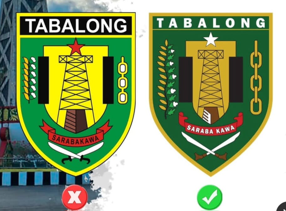VERSI BERBEDA: Dua lambang daerah berbeda Kabupaten Tabalong yang banyak ditemukan beredar.