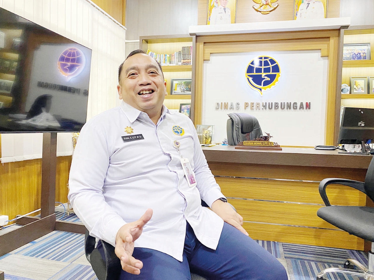 MENJELASKAN: Kadishub Kotabaru Khairian Anshari menjelaskan terkait rencana mudik gratis. 