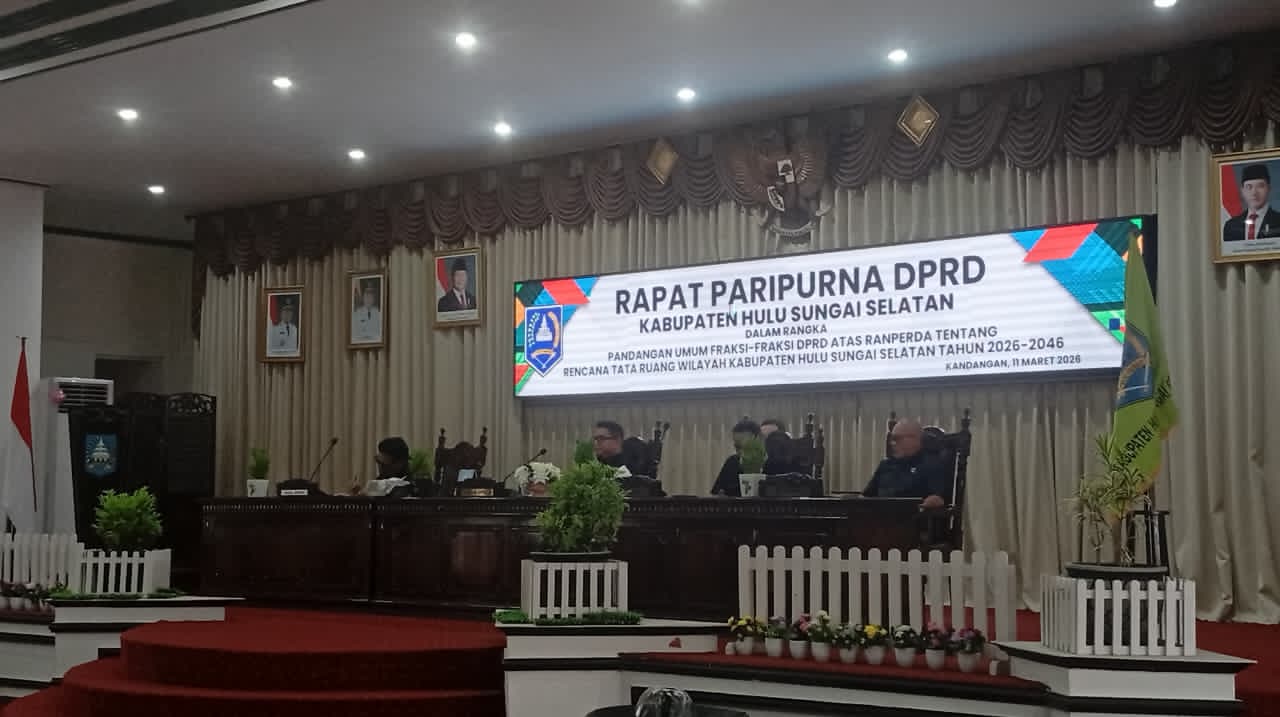 PARIPURNA:DPRD HSS gelar Rapat Paripurna lanjutan pembahasan Ranperda Rencana Tata Ruang Wilayah (RTRW), Rabu (11/3/2026).
