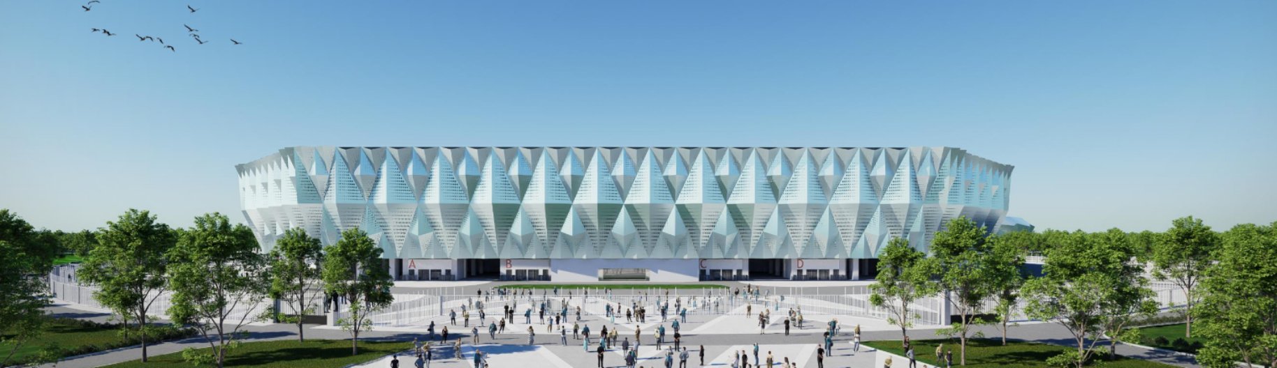 TAMPAK DEPAN: Desain stadion bertaraf internasional tampak depan.  