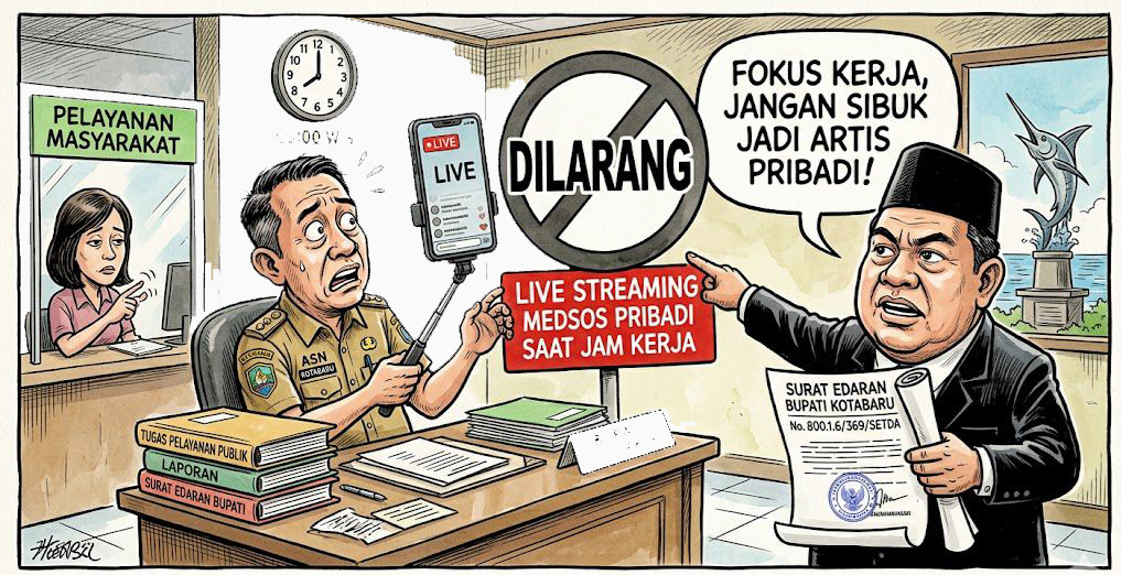 ILUSTRASI: SK Bupati Kotabaru melarang ASN dan Tenaga lainnya live streaming di jam kerja.