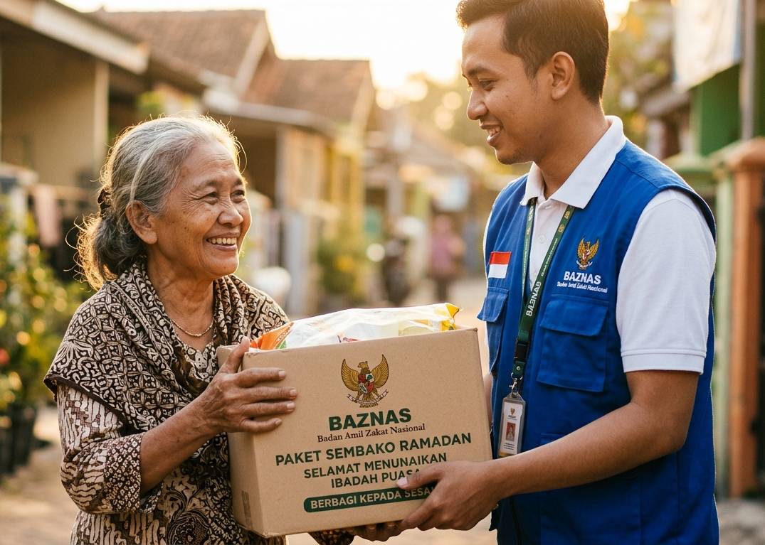 Ilustrasi Baznas memberikan bantuan.