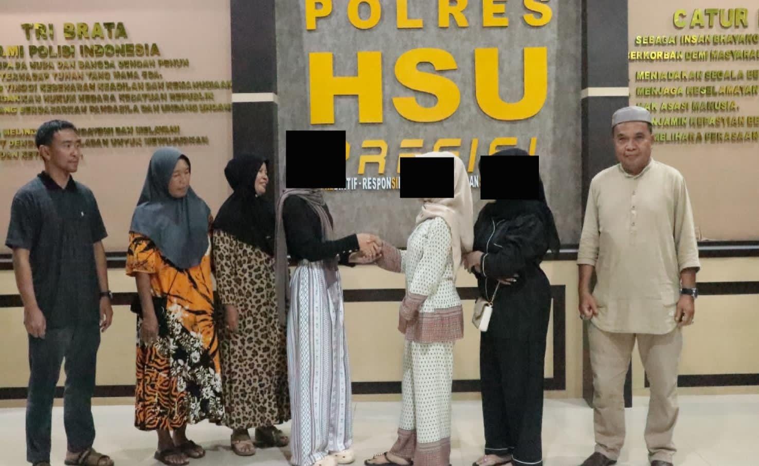 SALAMAN:Dua anak di bawah umur yang adu jotos dan viral di medsos akhirnya sepakat berdamai disaksikan kedua orang tua, aparat desa, dan DPPPA HSU di Polres HSU, Kamis (19/3/2026).  