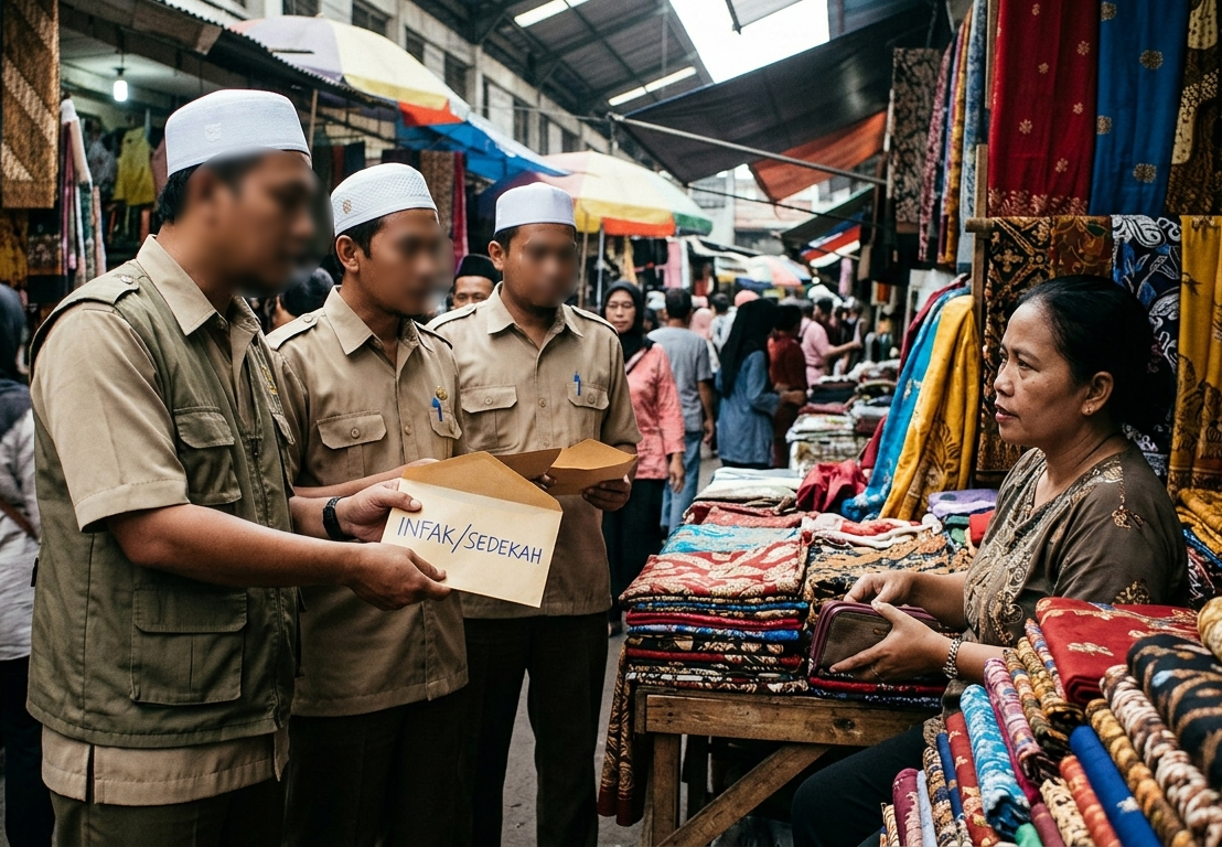 Ilustrasi pungli berkedok infak dan sedekah di pasar di Banjarmasin