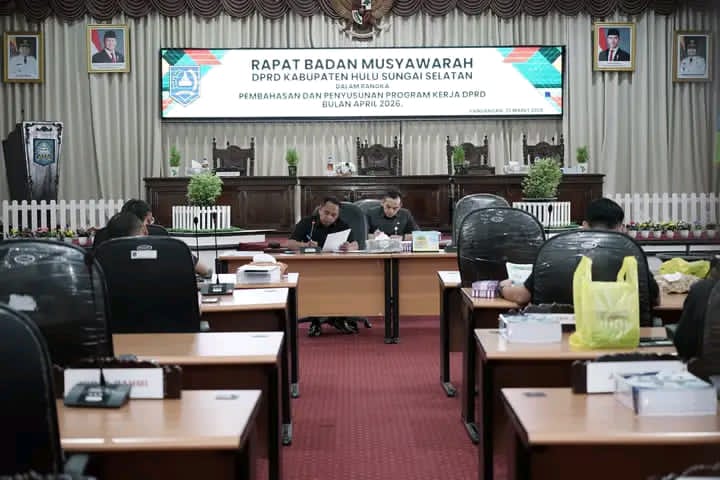 BANMUS:DPRD HSS menggelar rapat Badan Musyawarah untuk penyusunan agenda bulan April 2026, Rabu (25/3/2026). 