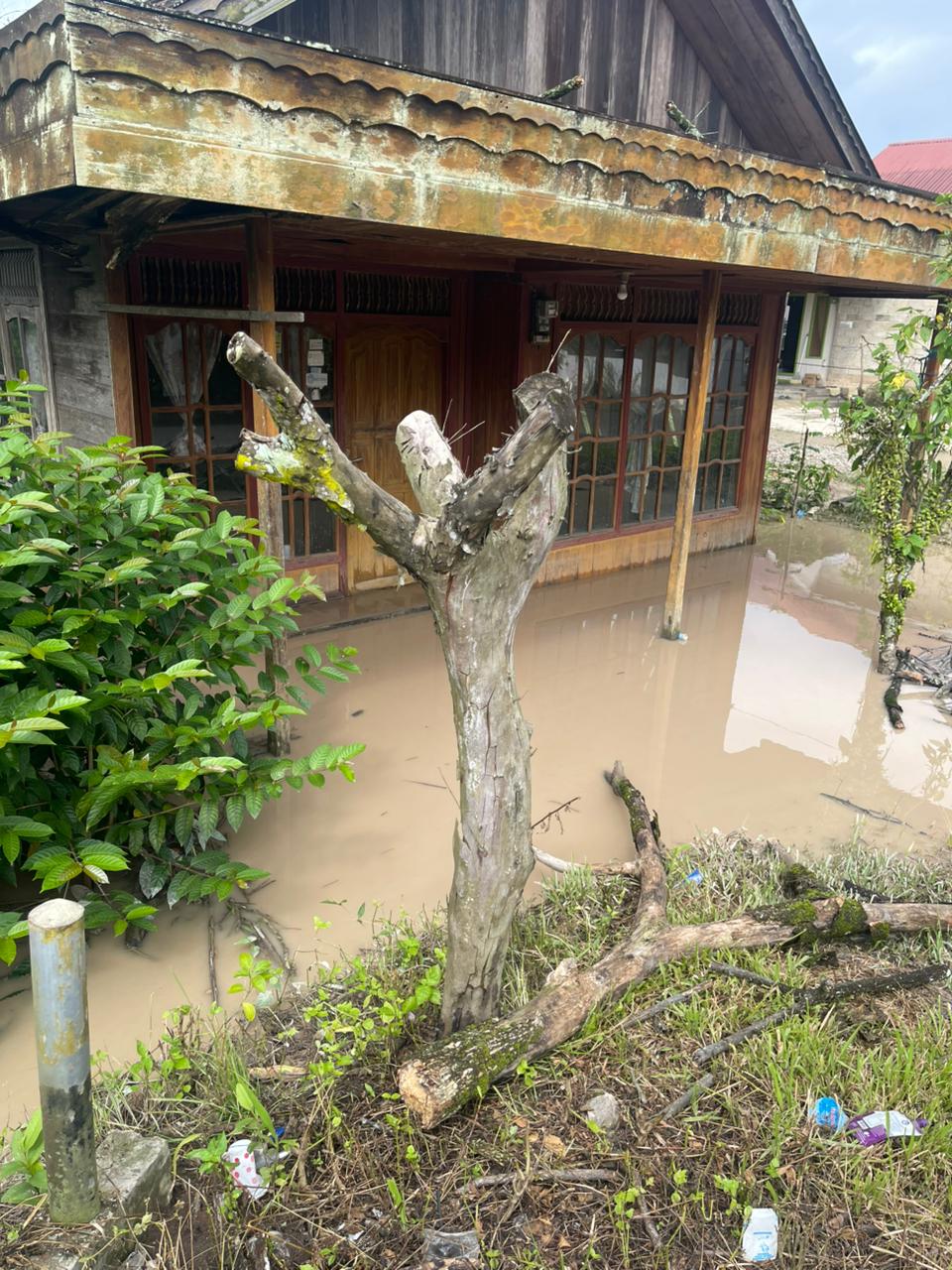 SEMPAT MELUAP:Beberapa rumah di Kelurahan Tambarangan dan Desa Banua Padang terendam banjir, beberapa waktu lalu. 