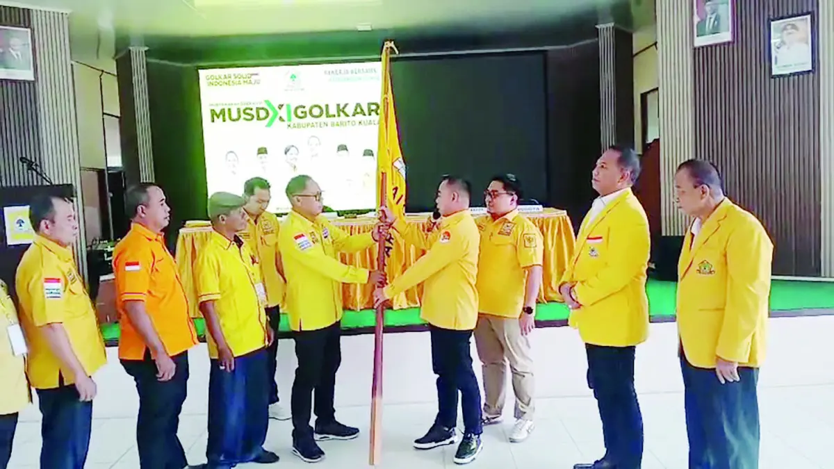 MUSDA GOLKAR: Herman Susilo usai terpilih secara aklamasi dalam Musda XI DPD Partai Golkar Barito Kuala di Marabahan.&nbsp;&nbsp;| Foto: Golkar untuk Radar Banjarmasin
