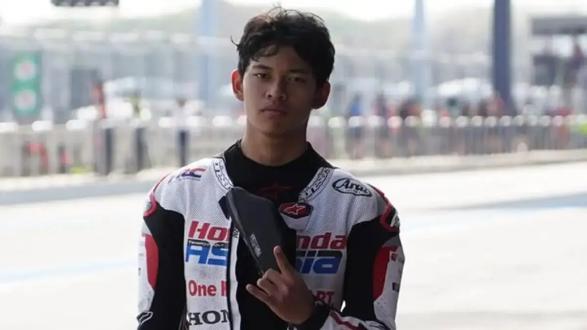 GAGAL FINISH: Veda Ega Pratama mengalami highside hingga gagal finish di moto3 Amerika Serikat 2026.&nbsp; (Instagram @veda_54)