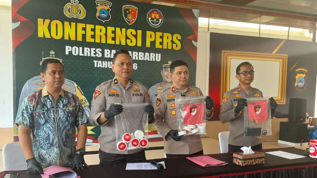 EKSPOSE KASUS: Polres Banjarbaru mengungkap kasus peredaran obat luka tanpa izin BPOM di sebuah klinik praktik mandiri.