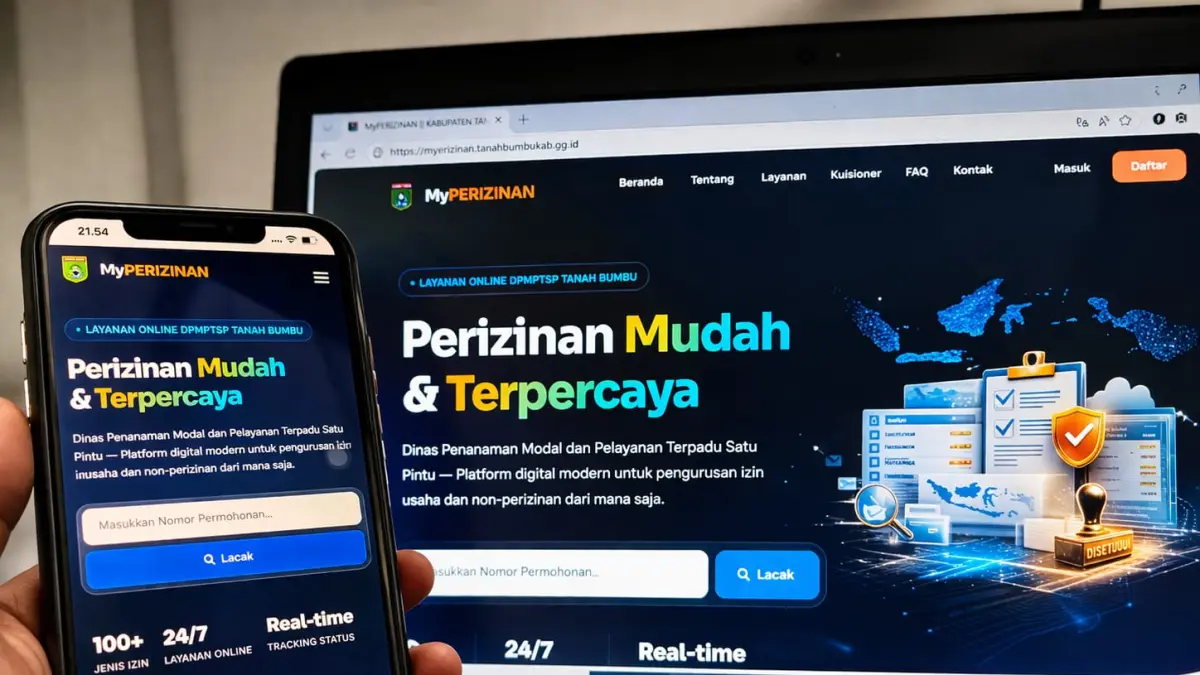 DIGITALISASI: Layanan MyPerizinan Tanah Bumbu hadirkan pengurusan izin secara online. Tahun 2026, Pemkab kembali memperluas jangkauan digitalisasi. (Foto: Zulqarnain/Radar Banjarmasin)