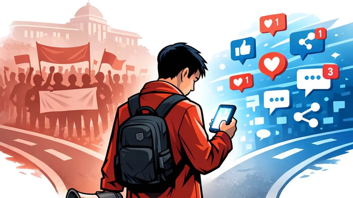 Ilustrasi demo di media sosial
